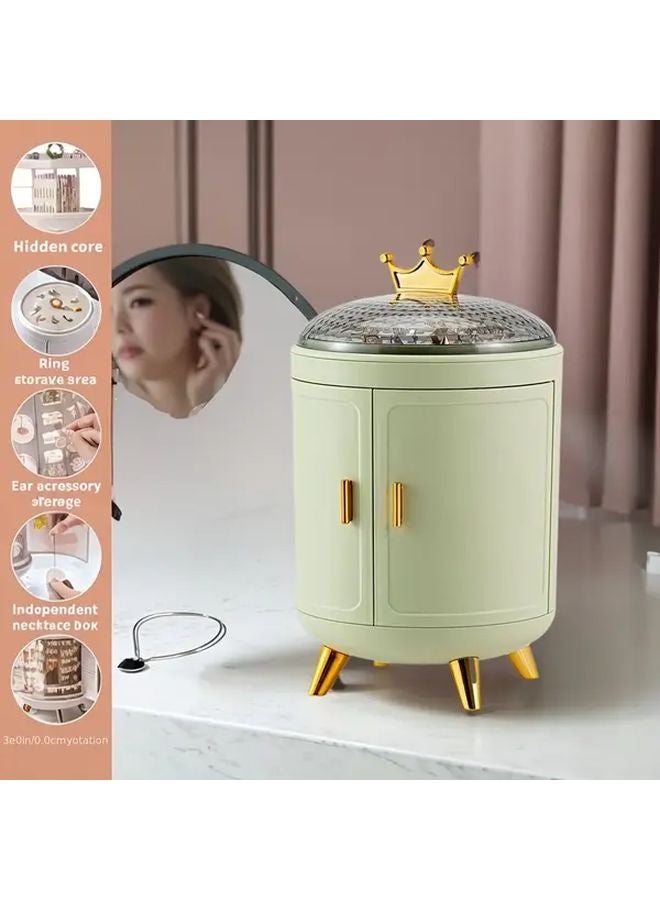 Green Jewelry Organizer with 360 Degree Rotation Large Capacity Cosmetic Storage Box - Image 5